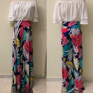 Tropical Wide Leg Pants